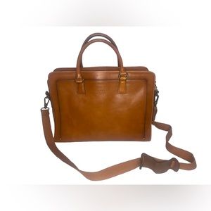 Banuce Brown Leather Brief Case Messenger Bag Shoulder Strap Hand Carry Work Bag